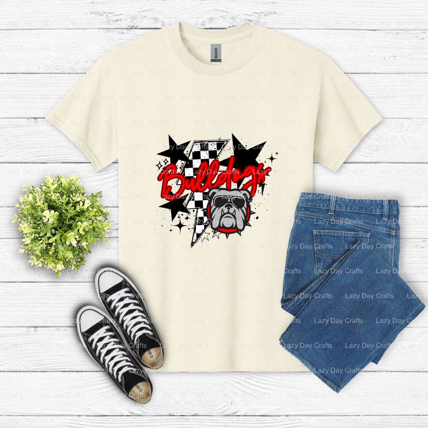 Bulldog Mascot Face – School Mascot DTF Transfer (view 2 of 2) – by Lazy Day Crafts – DTF Transfers – School Mascot, DTF T...