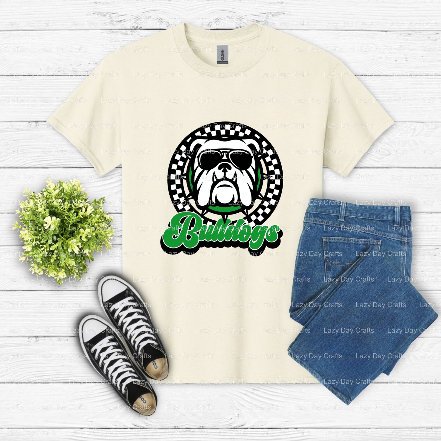 Bulldog Mascot Football Helmet – School Spirit DTF Transfer (view 2 of 2) – by Lazy Day Crafts – DTF Transfers – School Ma...