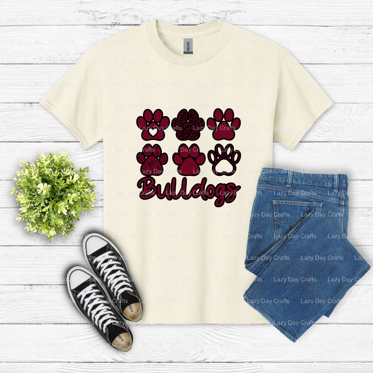 Bulldog Mascot Jersey – School Spirit DTF Transfer (view 2 of 2) – by Lazy Day Crafts – DTF Transfers – School Mascot, DTF...