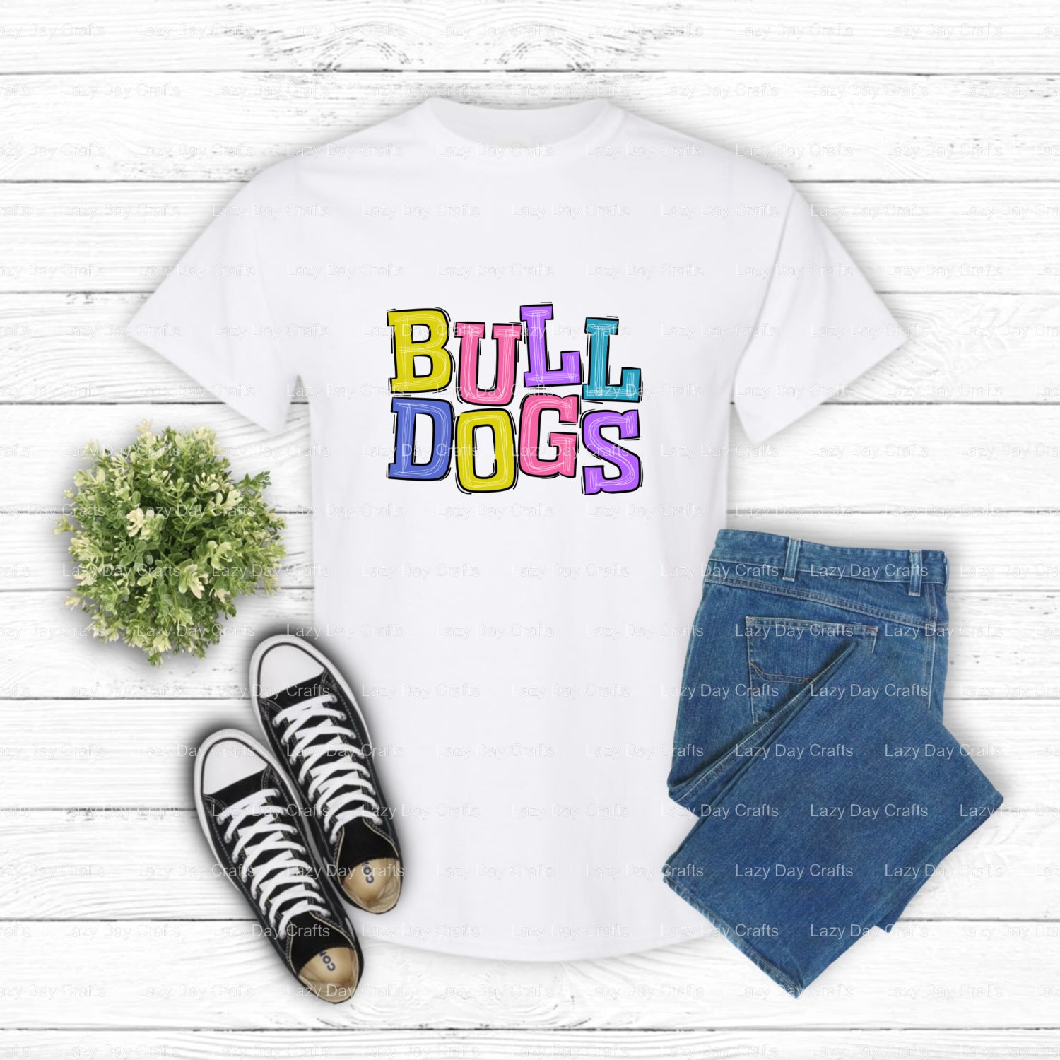 Bulldog Mascot – Lazy Day School Spirit DTF Transfer (view 2 of 2) – by Lazy Day Crafts – DTF Transfers – School Mascot, D...