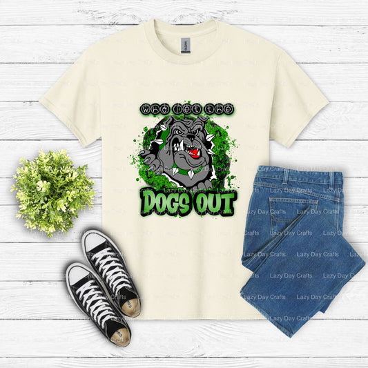 Bulldog Mascot Stripe Shirt – School Spirit DTF Transfer (view 1 of 2) – by Lazy Day Crafts – DTF Transfers – School Masco...