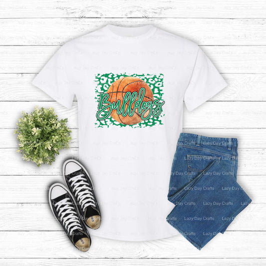 BULLDOGS Basketball Leopard Print Mascot – DTF Transfer (view 1 of 2) – by Lazy Day Crafts – DTF Transfers – School Mascot...