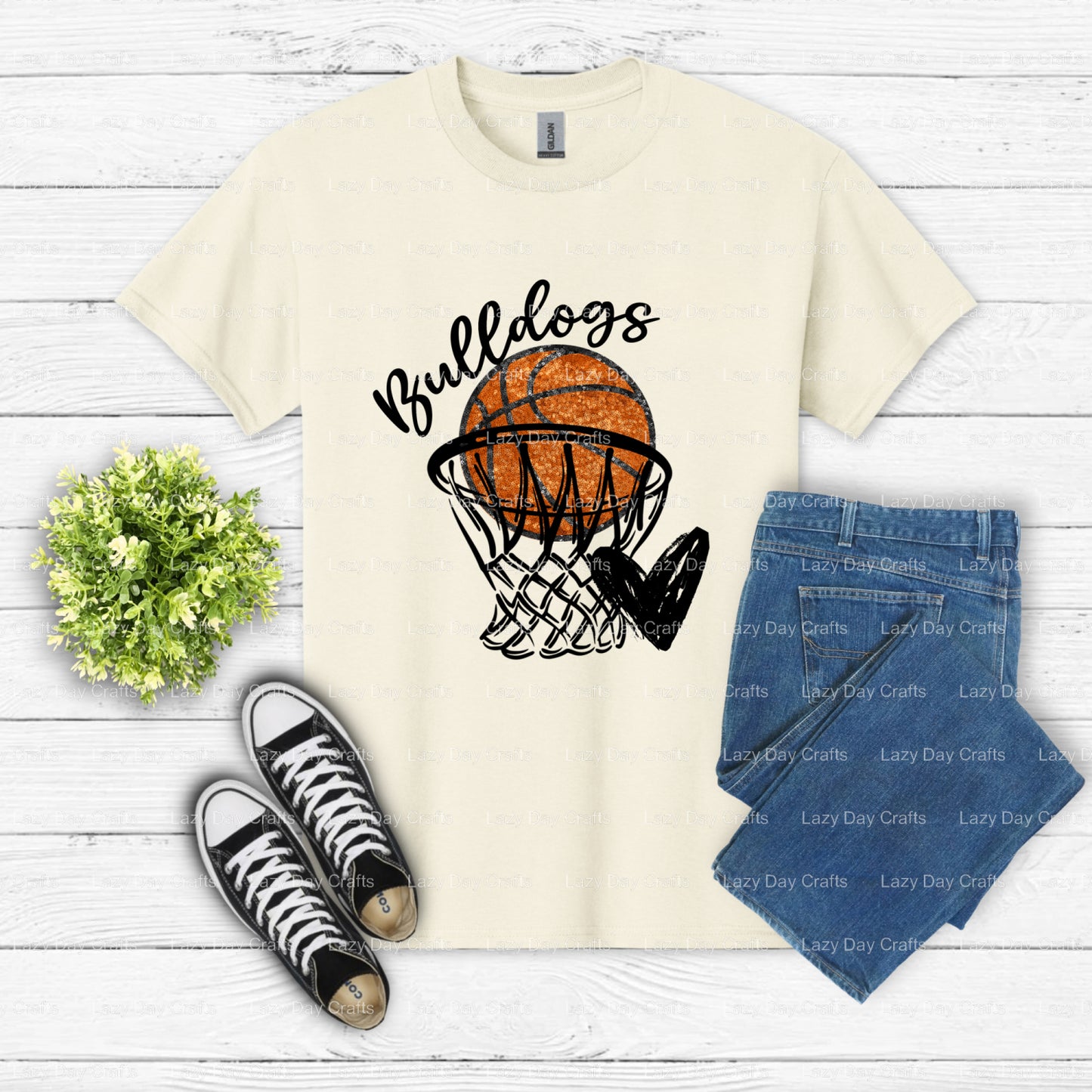 Bulldogs Basketball Mascot – School Spirit DTF Transfer (view 2 of 2) – by Lazy Day Crafts – DTF Transfers – School Mascot...
