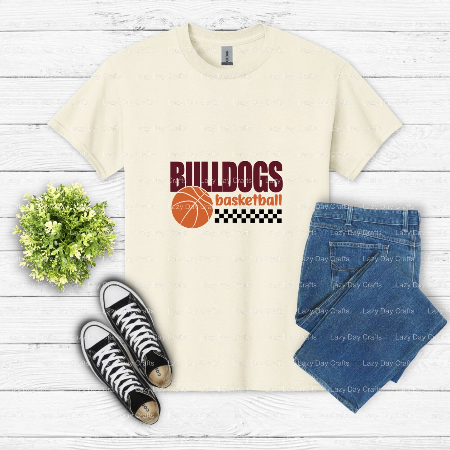 BULLDOGS Basketball Mascot – School Spirit DTF Transfer (view 2 of 2) – by Lazy Day Crafts – DTF Transfers – School Mascot...