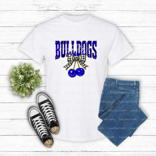 BULLDOGS Cherry Sequin Mascot – School Spirit DTF Transfer (view 1 of 2) – by Lazy Day Crafts – DTF Transfers – School Mas...