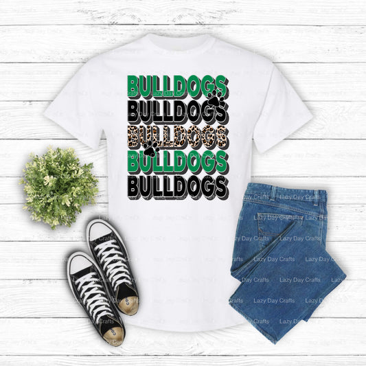 BULLDOGS Leopard Print Mascot – School Spirit DTF Transfer (view 1 of 2) – by Lazy Day Crafts – DTF Transfers – School Mas...