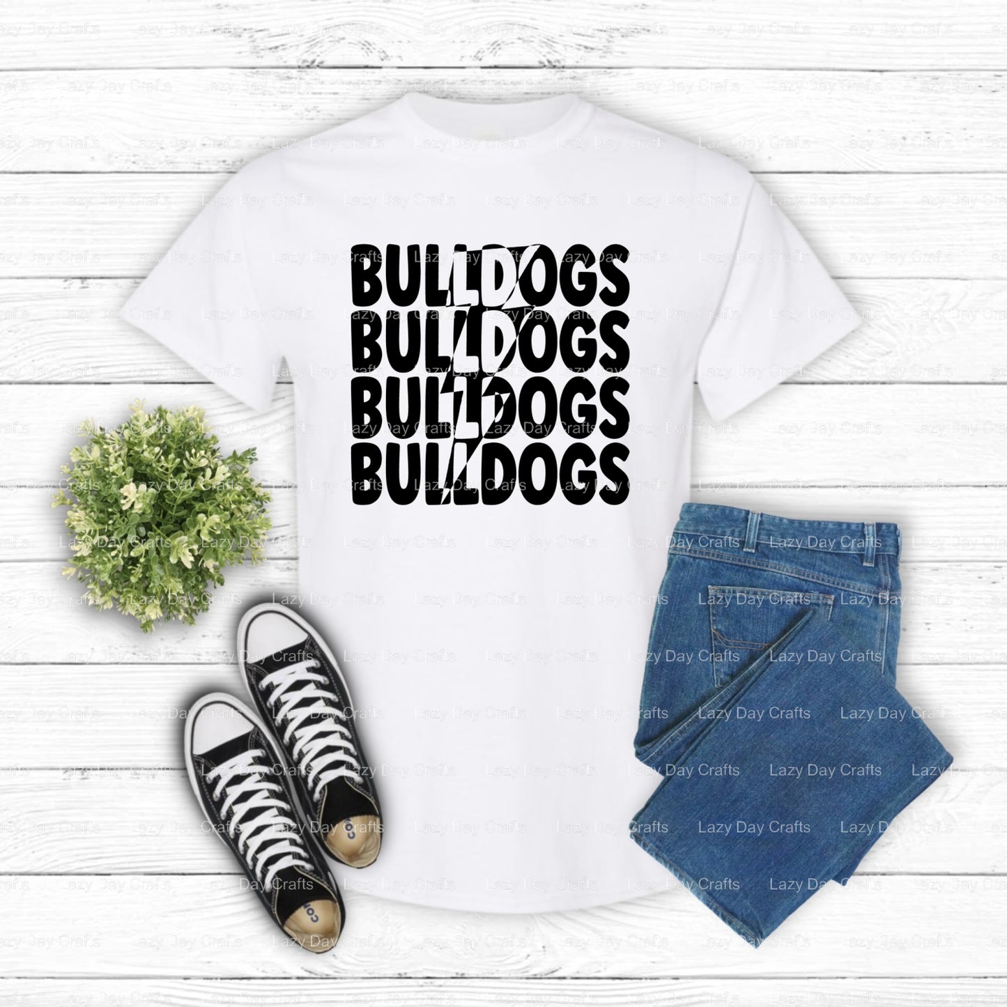 BULLDOGS Lightning Bolt – School Mascot DTF Transfer (view 1 of 2) – by Lazy Day Crafts – DTF Transfers – School Mascot, A...