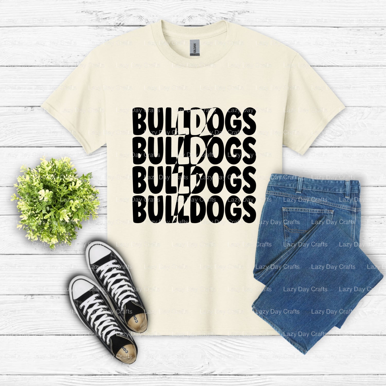 BULLDOGS Lightning Bolt – School Mascot DTF Transfer (view 2 of 2) – by Lazy Day Crafts – DTF Transfers – School Mascot, A...