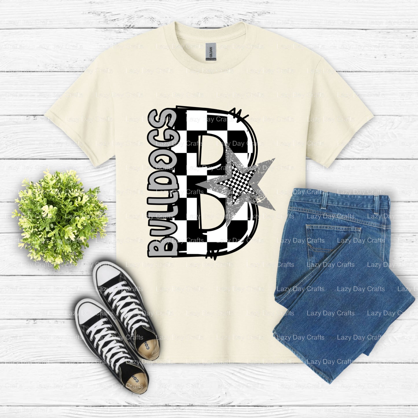 BULLDOGS Mascot Distressed – School Spirit DTF Transfer (view 1 of 2) – by Lazy Day Crafts – DTF Transfers – School Mascot...