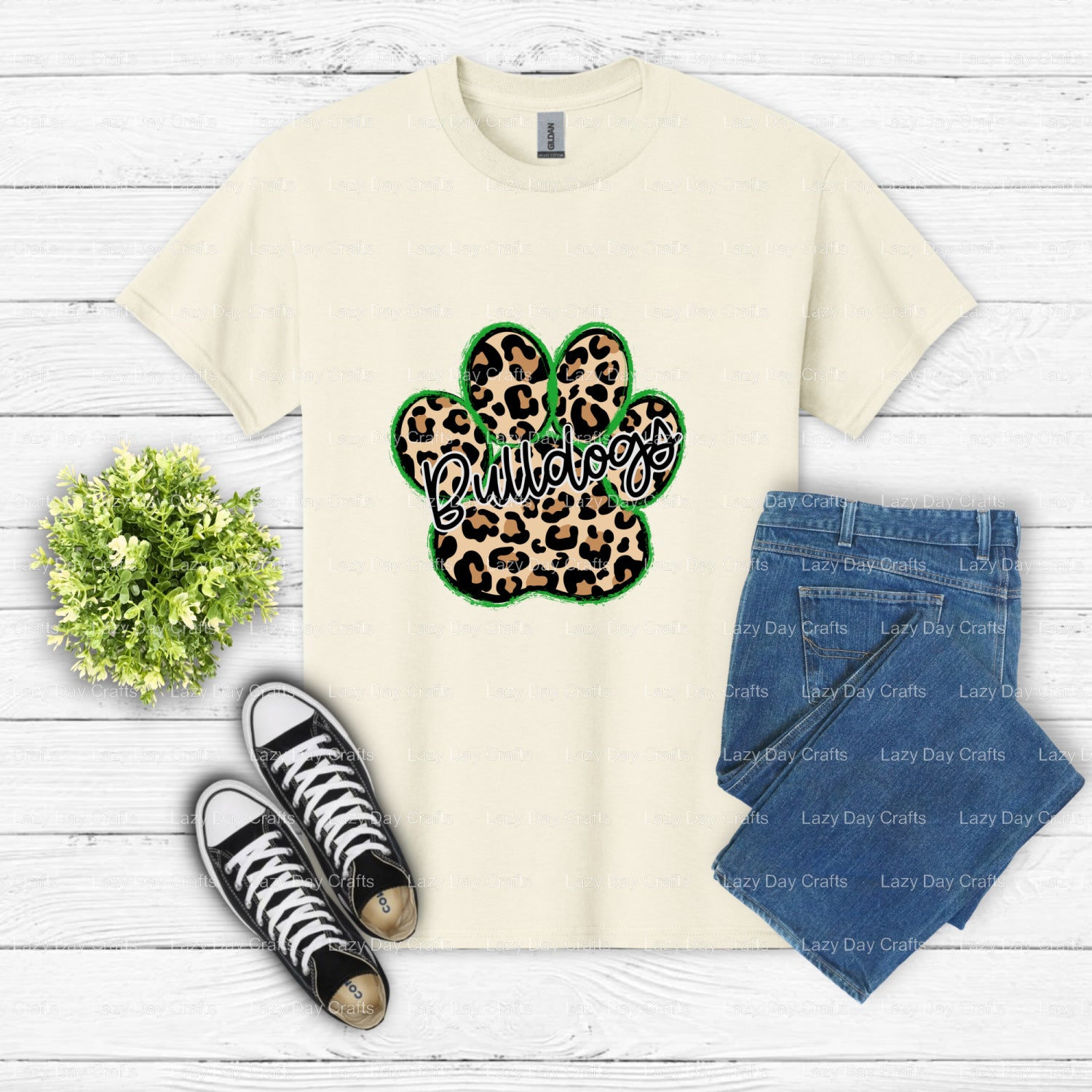 BULLDOGS Mascot Head & Paw Print – School Spirit DTF Transfer (view 1 of 2) – by Lazy Day Crafts – DTF Transfers – School...