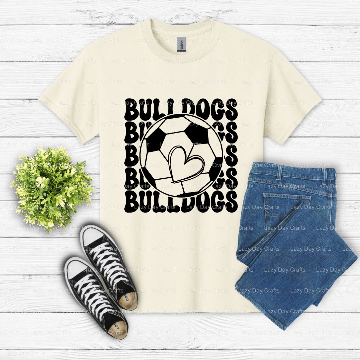 Bulldogs Soccer Mascot – Ready to Press DTF Transfer (view 1 of 2) – by Lazy Day Crafts – DTF Transfers – School Mascot, D...