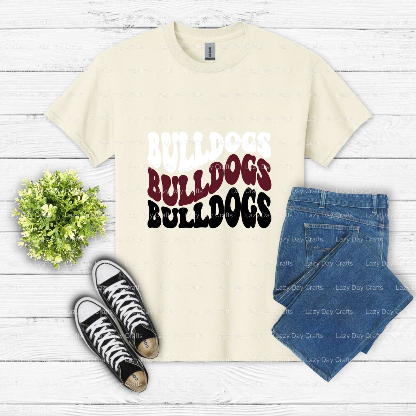 BULLDOGS White Mascot Head – School Mascot DTF Transfer (view 2 of 2) – by Lazy Day Crafts – DTF Transfers – School Mascot...