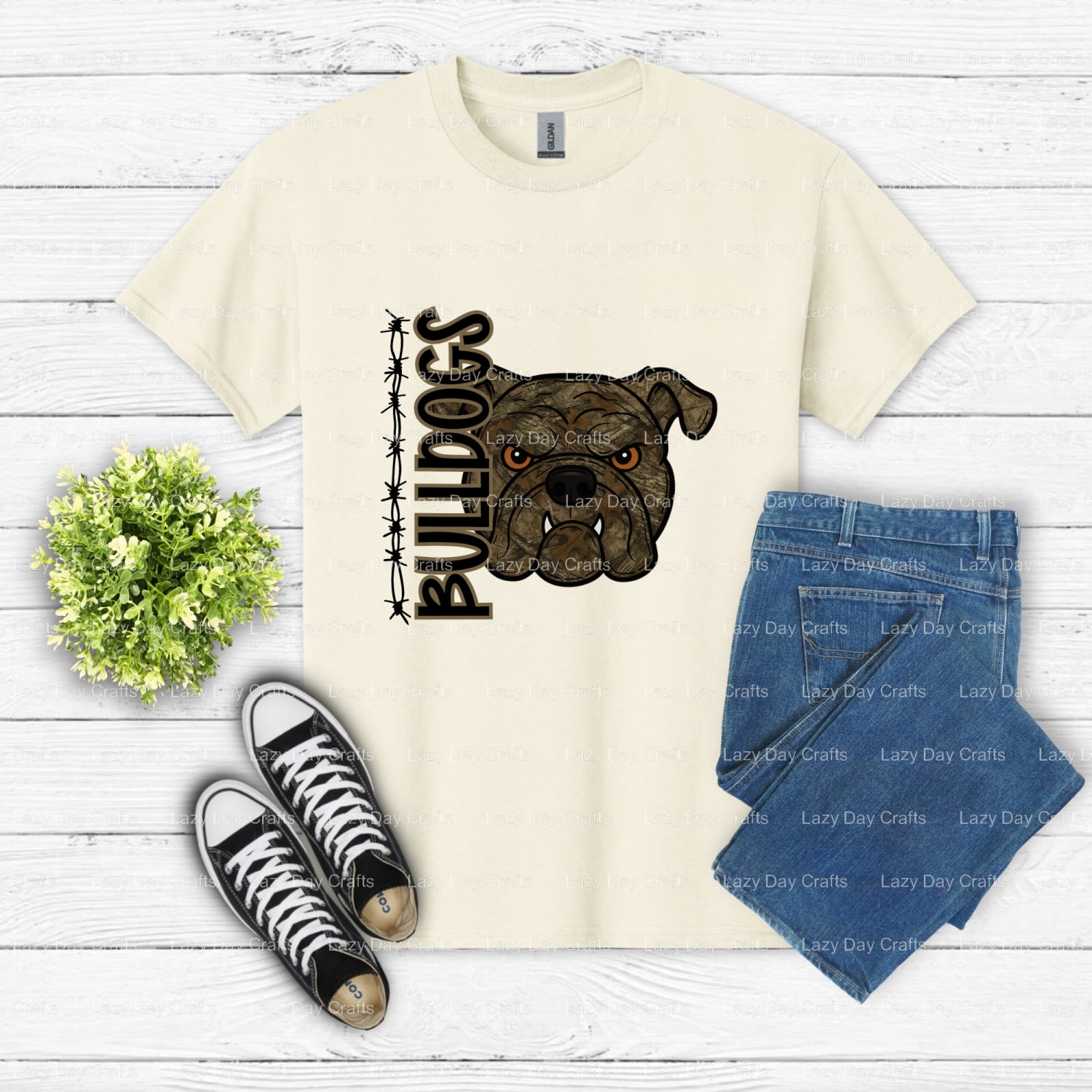 CAMO BULLDOGS – School Mascot DTF Transfer (view 2 of 2) – by Lazy Day Crafts – DTF Transfers – School Mascot, Apparel