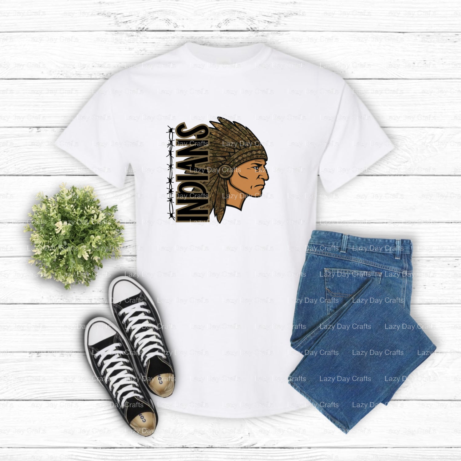Camo Indians Mascot – School Spirit DTF Transfer (view 2 of 2) – by Lazy Day Crafts – DTF Transfers – School Mascot, Schoo...