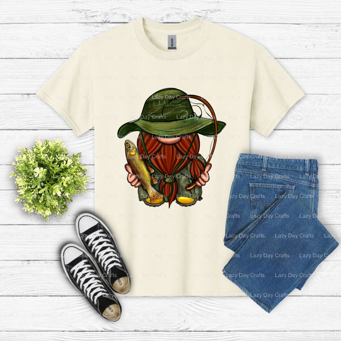 CAMP GNOME WITH MY GNOMIES – Fishing DTF Transfer (view 1 of 2) – by Lazy Day Crafts – DTF Transfers – DTF Transfers, cust...