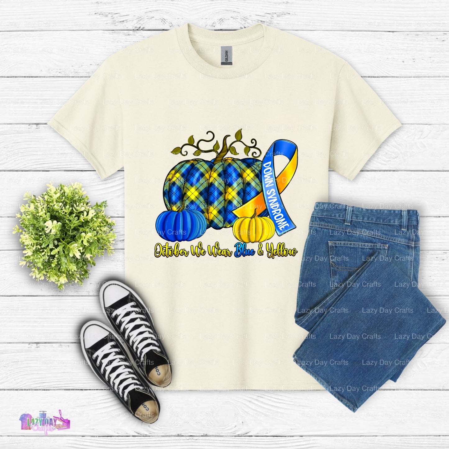October We Wear Blue and Yellow – Down Syndrome Awareness DTF Transfer