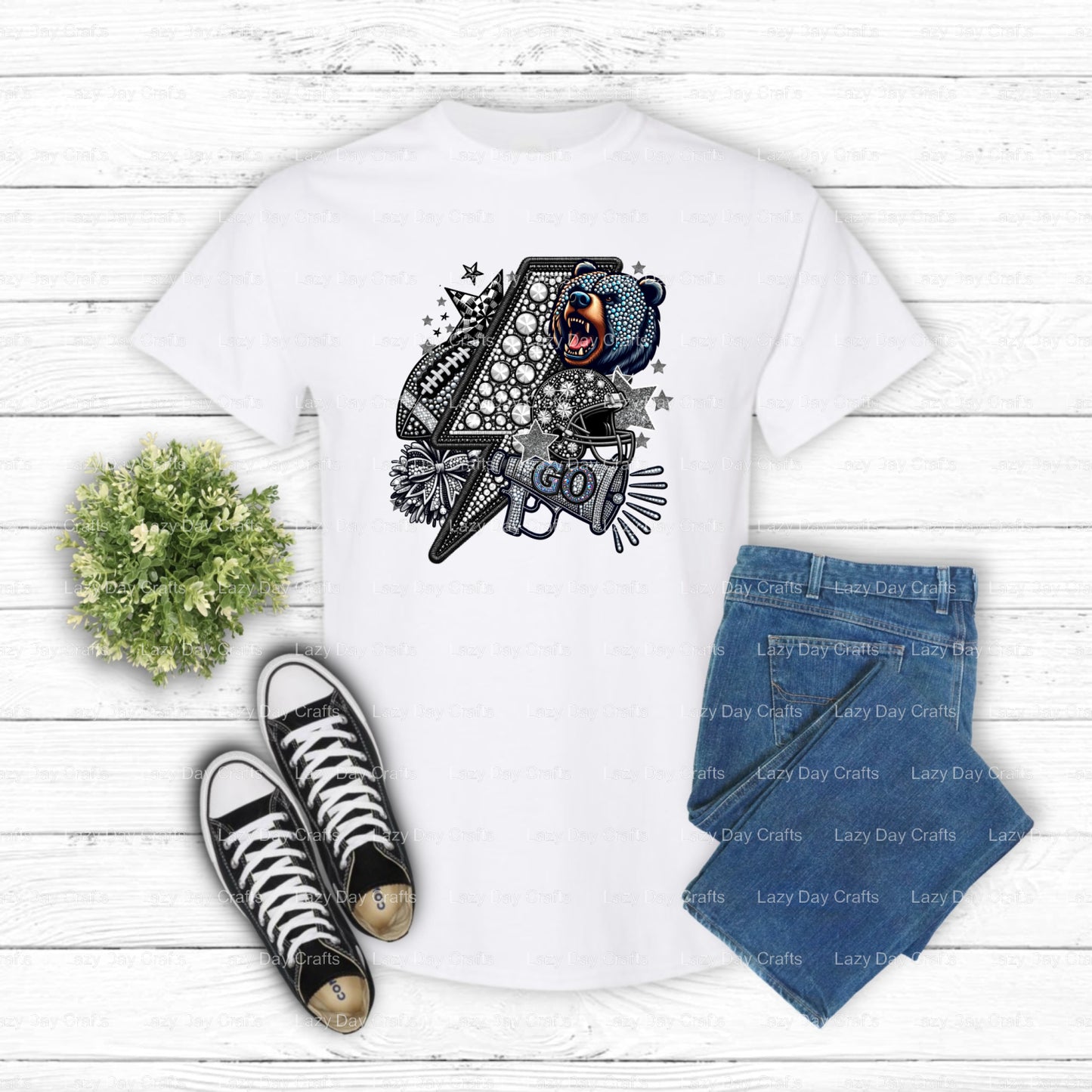 Charging Bear School Mascot – DTF Transfer (view 1 of 2) – by Lazy Day Crafts – DTF Transfers – School Mascots, Apparel Decor