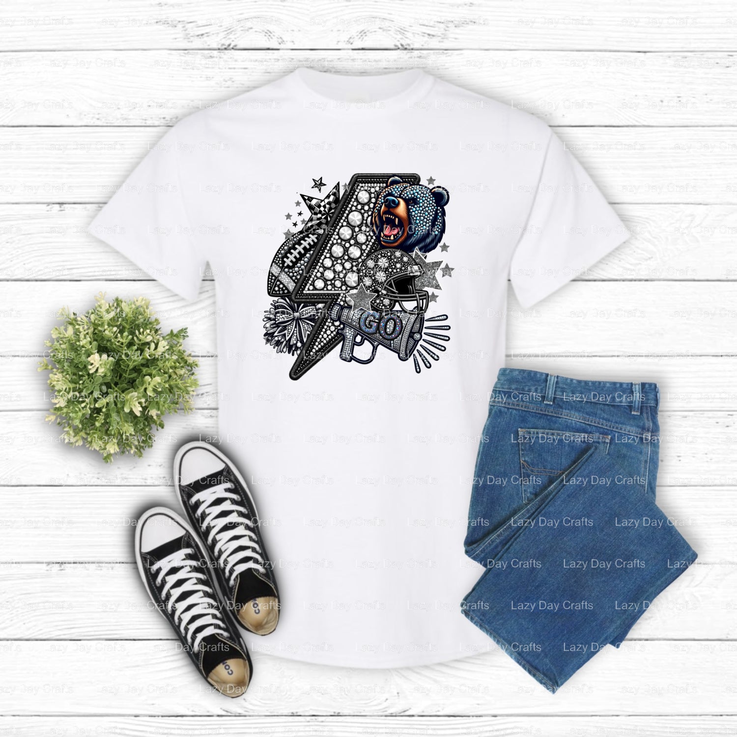 Charging Bear School Mascot – DTF Transfer (view 1 of 2) – by Lazy Day Crafts – DTF Transfers – School Mascots, Apparel Decor