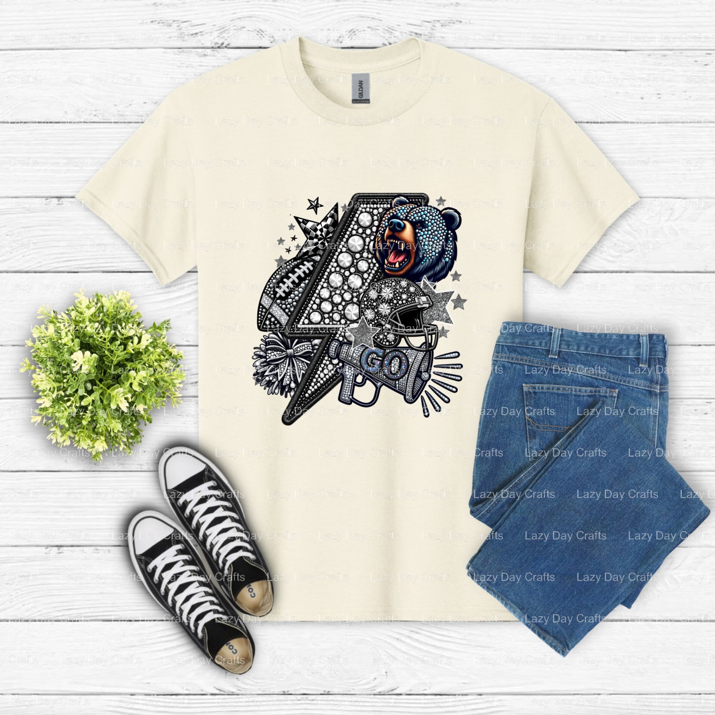 Charging Bear School Mascot – DTF Transfer (view 2 of 2) – by Lazy Day Crafts – DTF Transfers – School Mascots, Apparel Decor