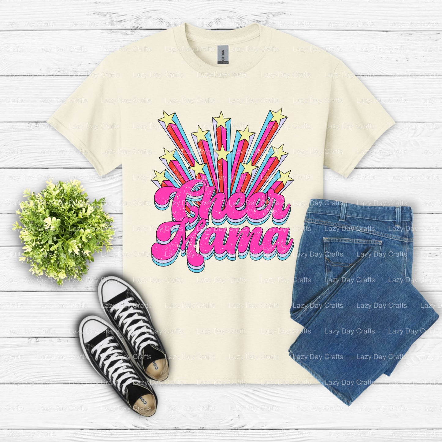 CHEER MAMA STARS BRIGHT – cheer DTF Transfer (view 2 of 2) – by Lazy Day Crafts – DTF Transfers – cheer, DTF Transfers