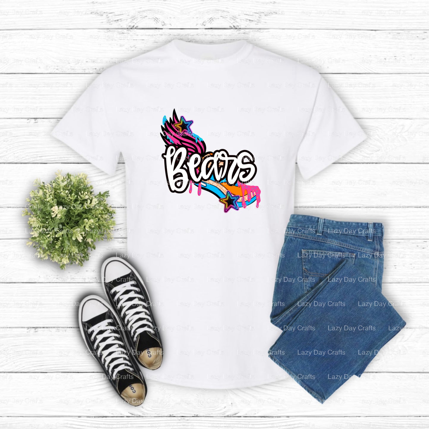 Cheering Bear Mascot – School Spirit DTF Transfer (view 2 of 2) – by Lazy Day Crafts – DTF Transfers – School Mascot, DTF...