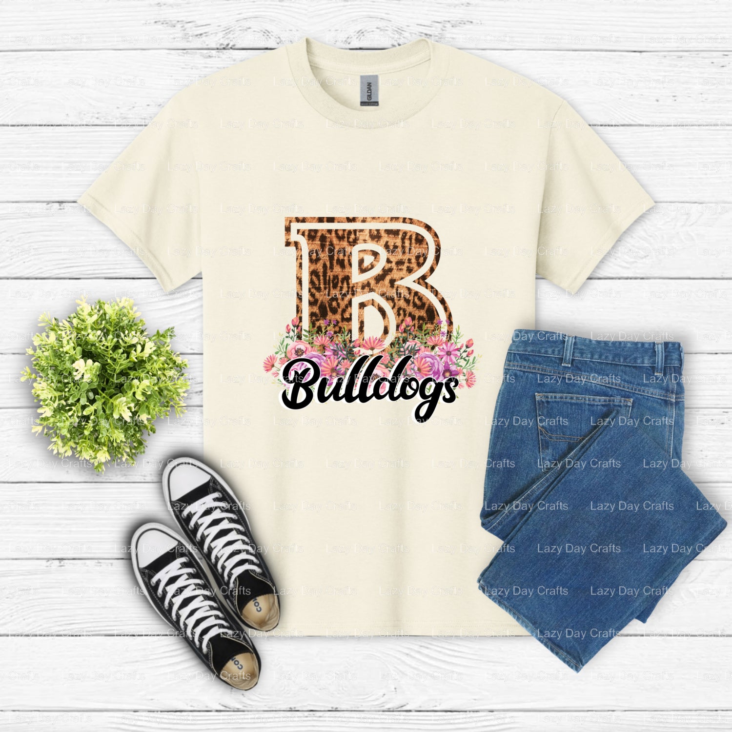 Cheering Bulldog Mascot – School Spirit DTF Transfer (view 2 of 2) – by Lazy Day Crafts – DTF Transfers – School Mascot, R...