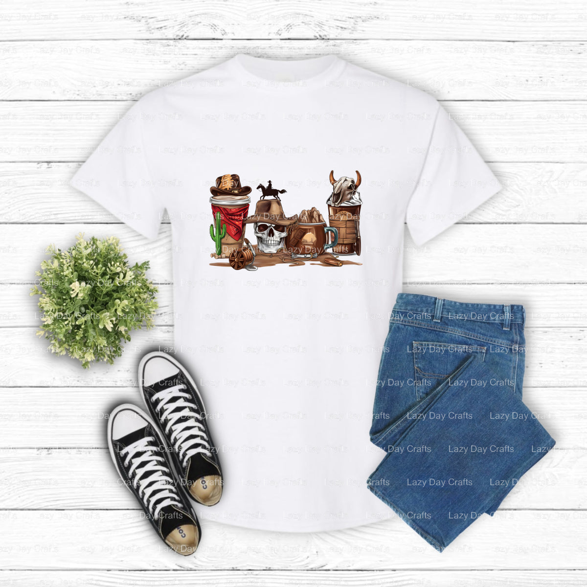 Coffee & Cowboys – Western DTF Transfer (view 1 of 2) – by Lazy Day Crafts – DTF Transfers – Western, DTF Transfers