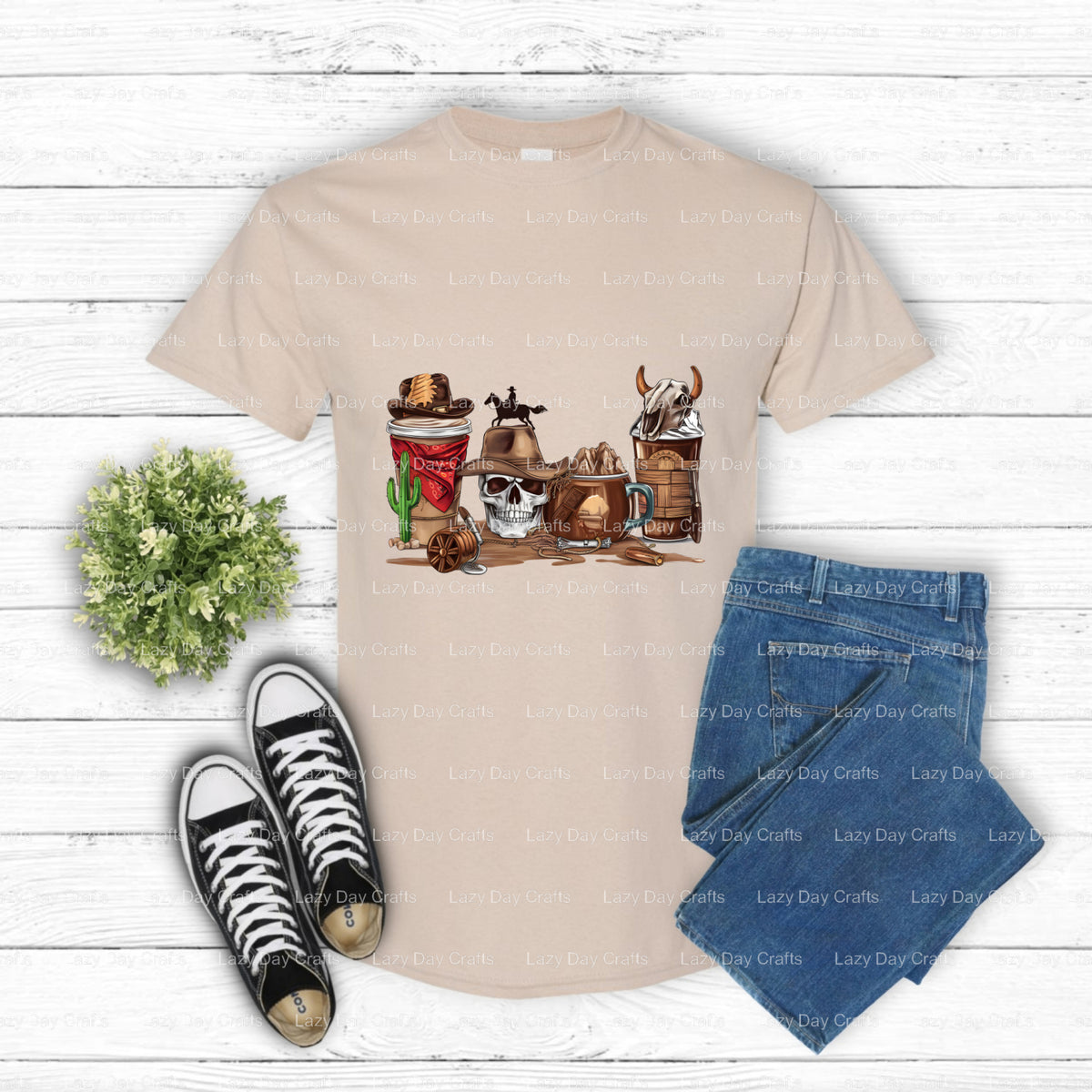 Coffee & Cowboys – Western DTF Transfer (view 2 of 2) – by Lazy Day Crafts – DTF Transfers – Western, DTF Transfers