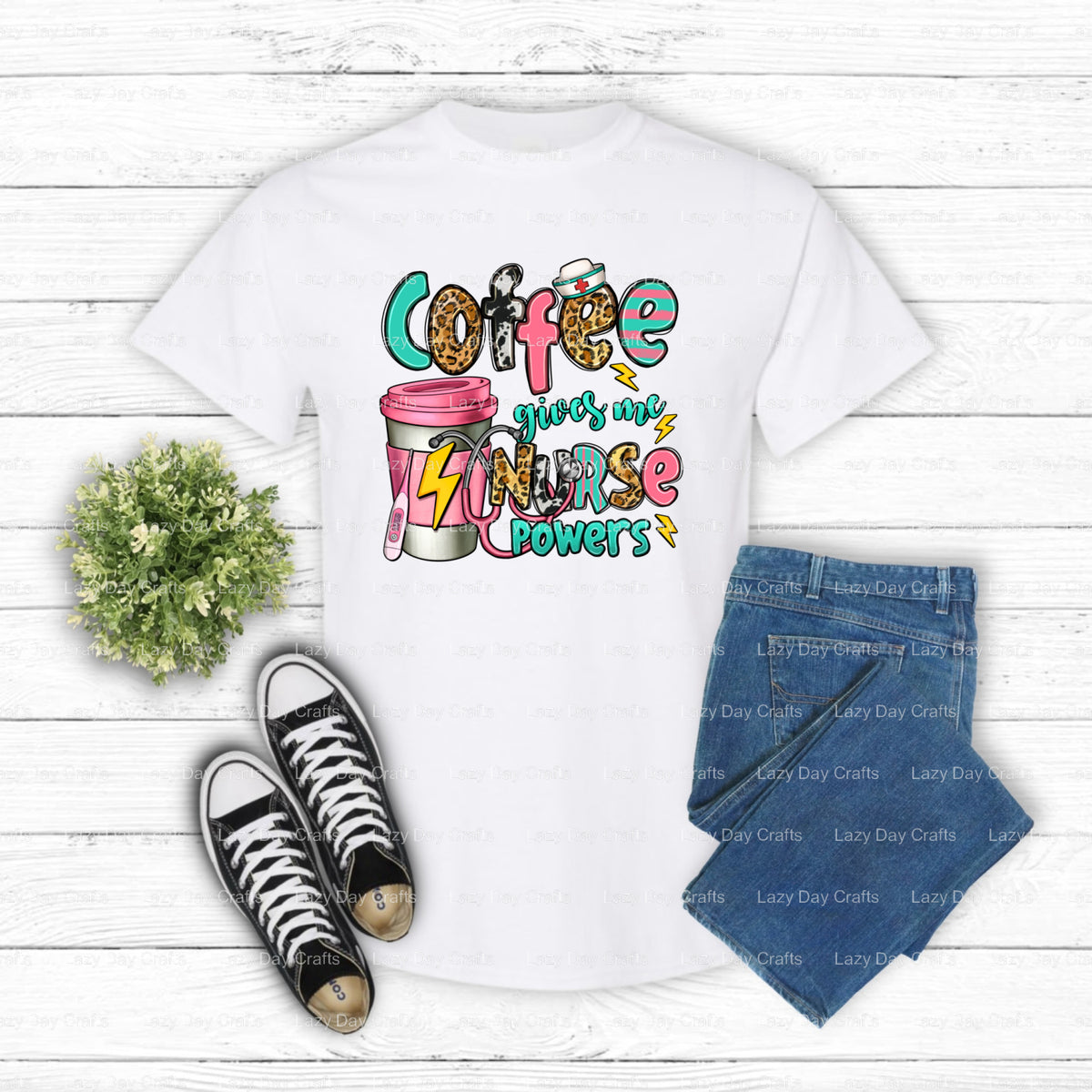 COFFEE GIVES ME NURSE POWERS – Nurse DTF Transfer (view 2 of 2) – by Lazy Day Crafts – DTF Transfers – DTF Transfers, Prem...