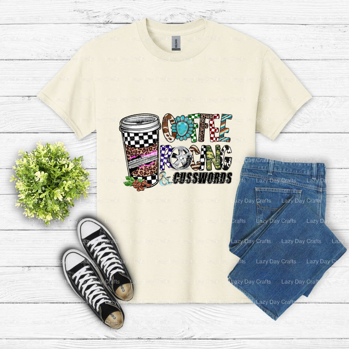 COFFEE RACING & CUSSWORDS – Racing DTF Transfer (view 2 of 2) – by Lazy Day Crafts – DTF Transfers – DTF Transfers, Premad...