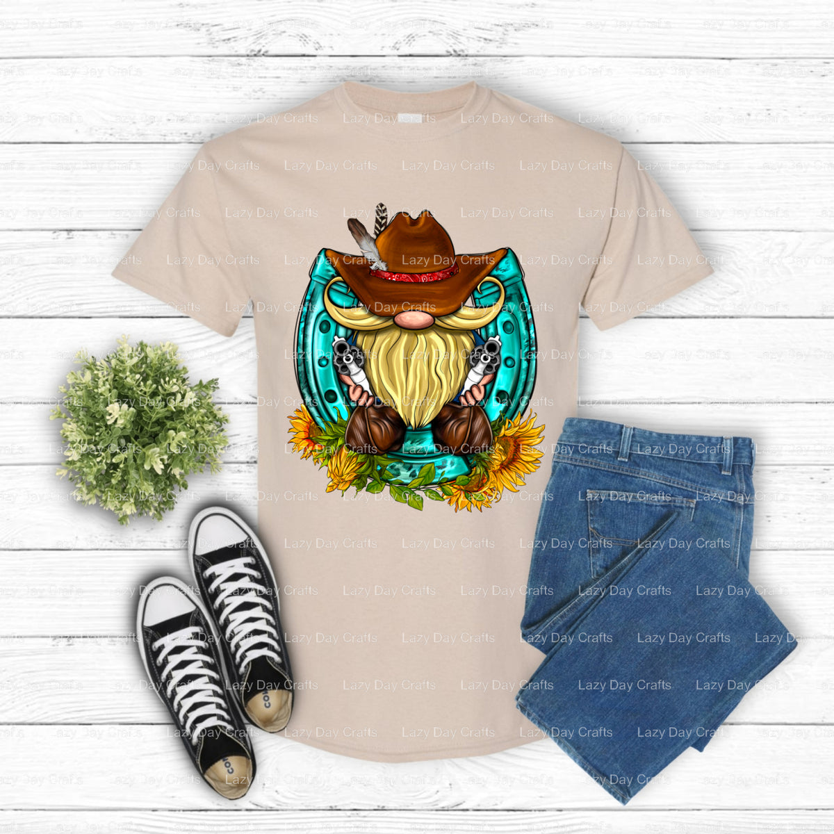 Cowboy Gnome Horseshoe – Western DTF Transfer (view 1 of 2) – by Lazy Day Crafts – DTF Transfers – DTF Transfers, Premade DTF