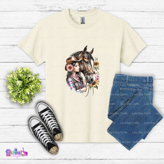 COWGIRL UP – Horses DTF Transfer (view 1 of 2) – by Lazy Day Crafts – DTF Transfers – DTF Transfers, custom apparel
