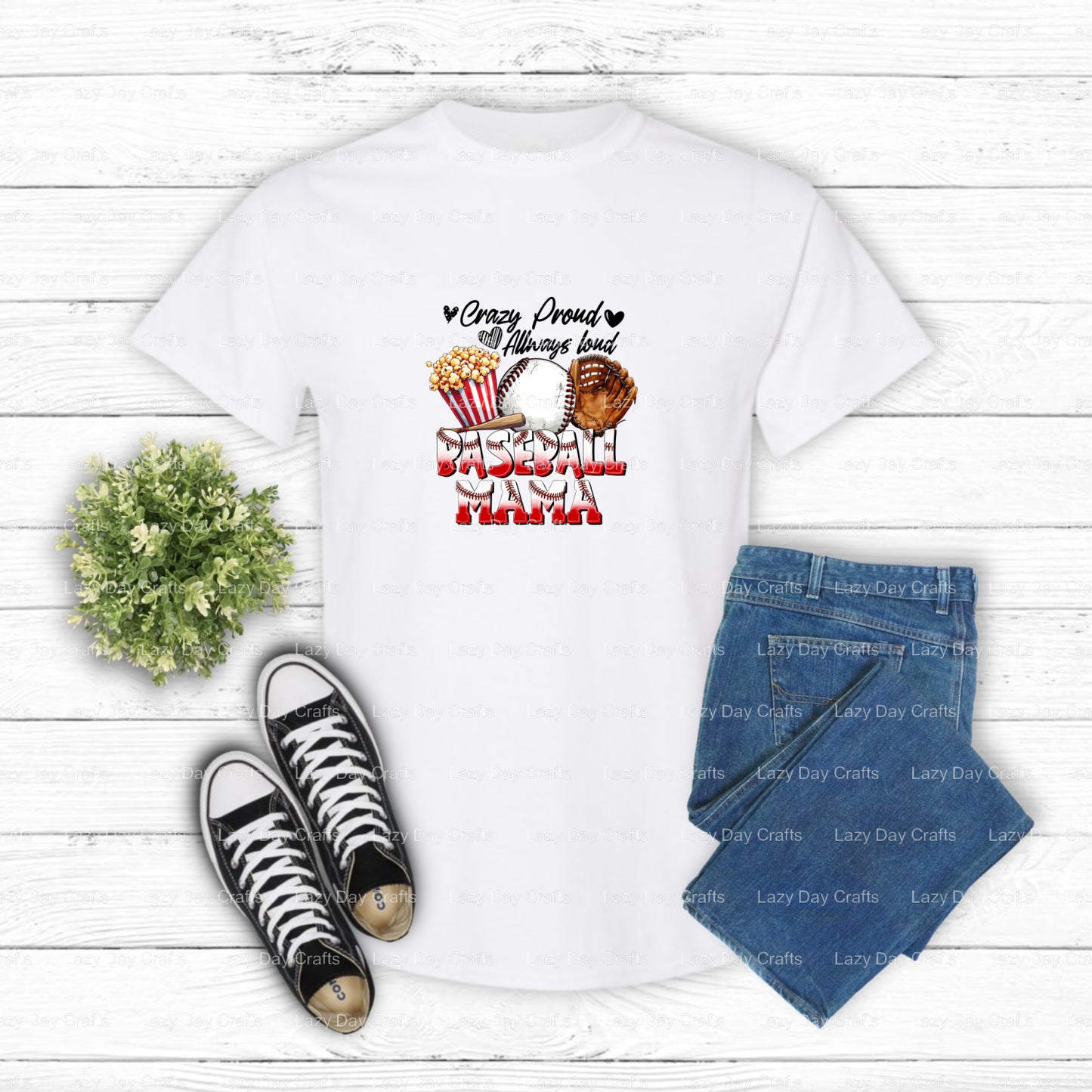 CRAZY PROUD ALWAYS LOUD BASEBALL MAMA – DTF Transfer (view 1 of 2) – by Lazy Day Crafts – DTF Transfers – DTF Transfers, P...