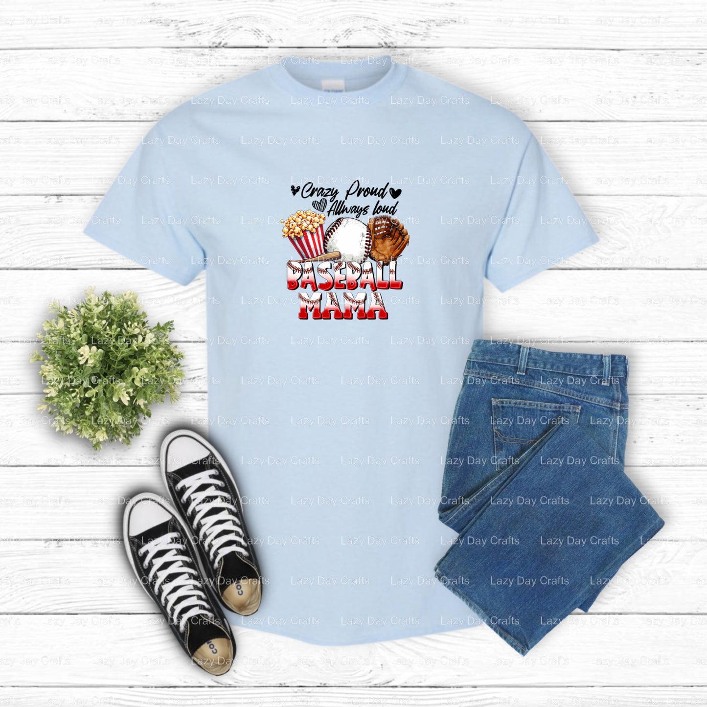 CRAZY PROUD ALWAYS LOUD BASEBALL MAMA – DTF Transfer (view 2 of 2) – by Lazy Day Crafts – DTF Transfers – DTF Transfers, P...