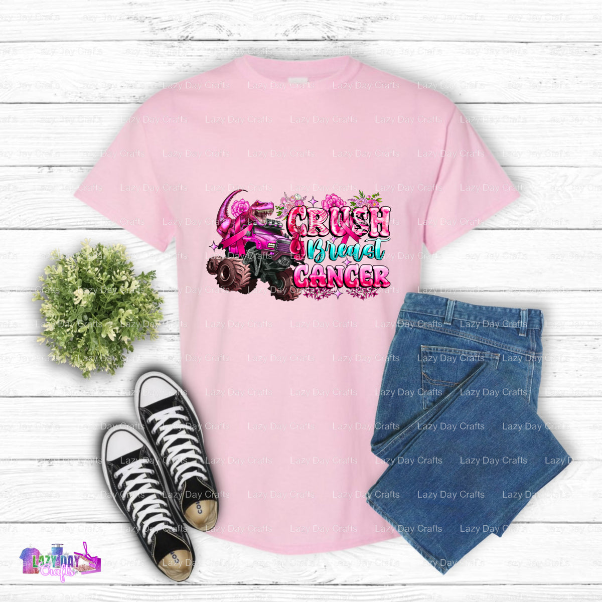 Crush Breast Cancer – DTF Transfer (view 2 of 2) – by Lazy Day Crafts – DTF Transfers – DTF Transfers, Premade DTF