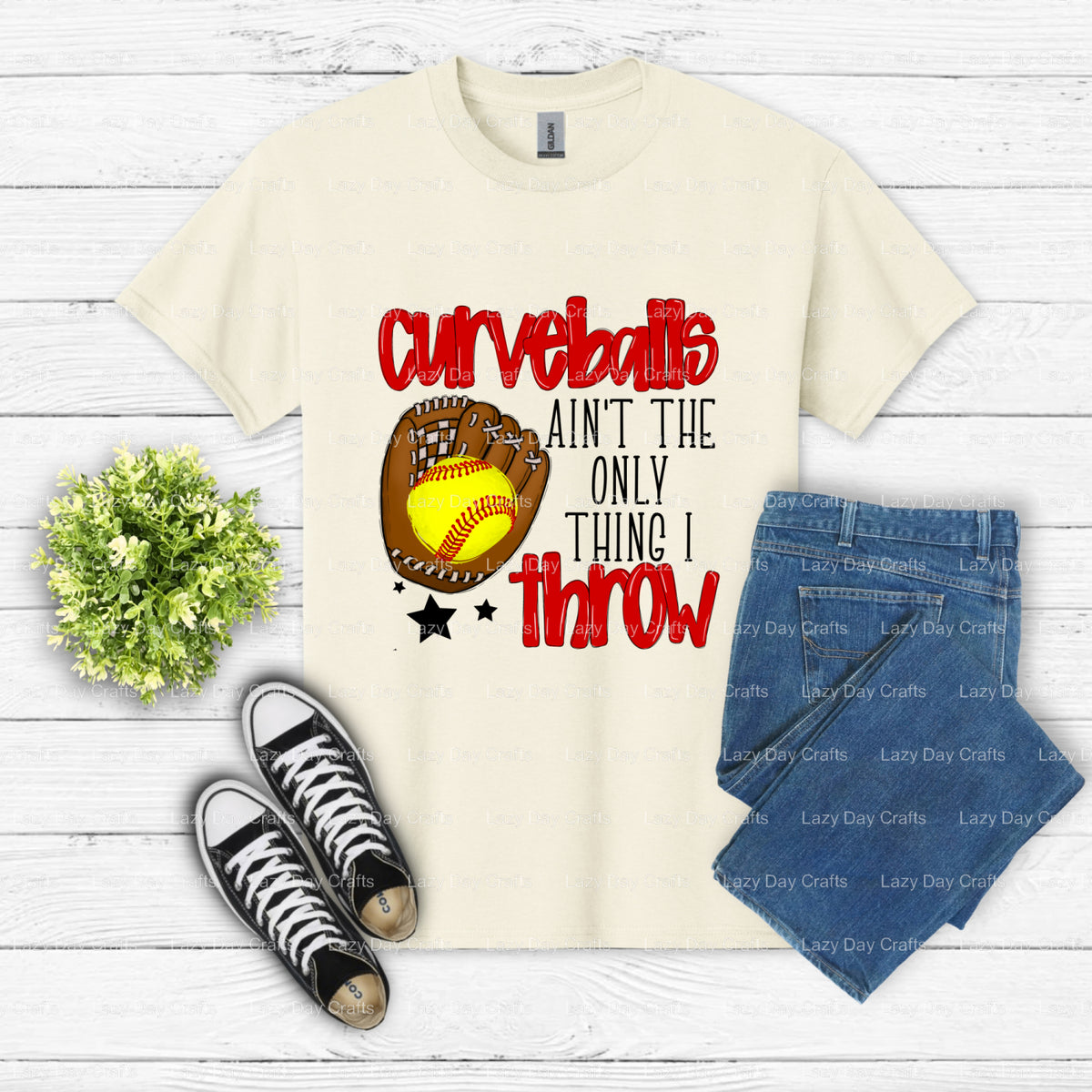 Curveballs Softball – Softball DTF Transfer (view 2 of 2) – by Lazy Day Crafts – DTF Transfers – DTF Transfers, Softball
