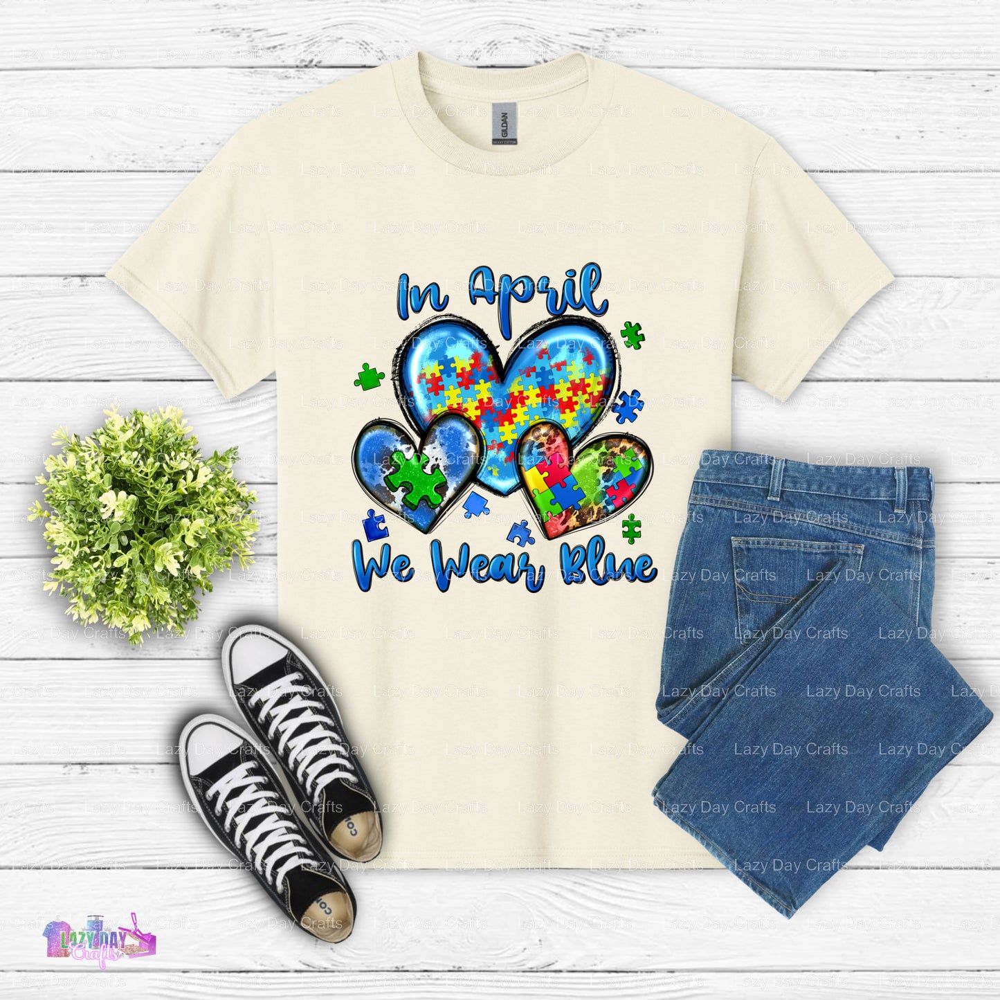 In April We Wear Blue Autism Awareness – DTF Transfer