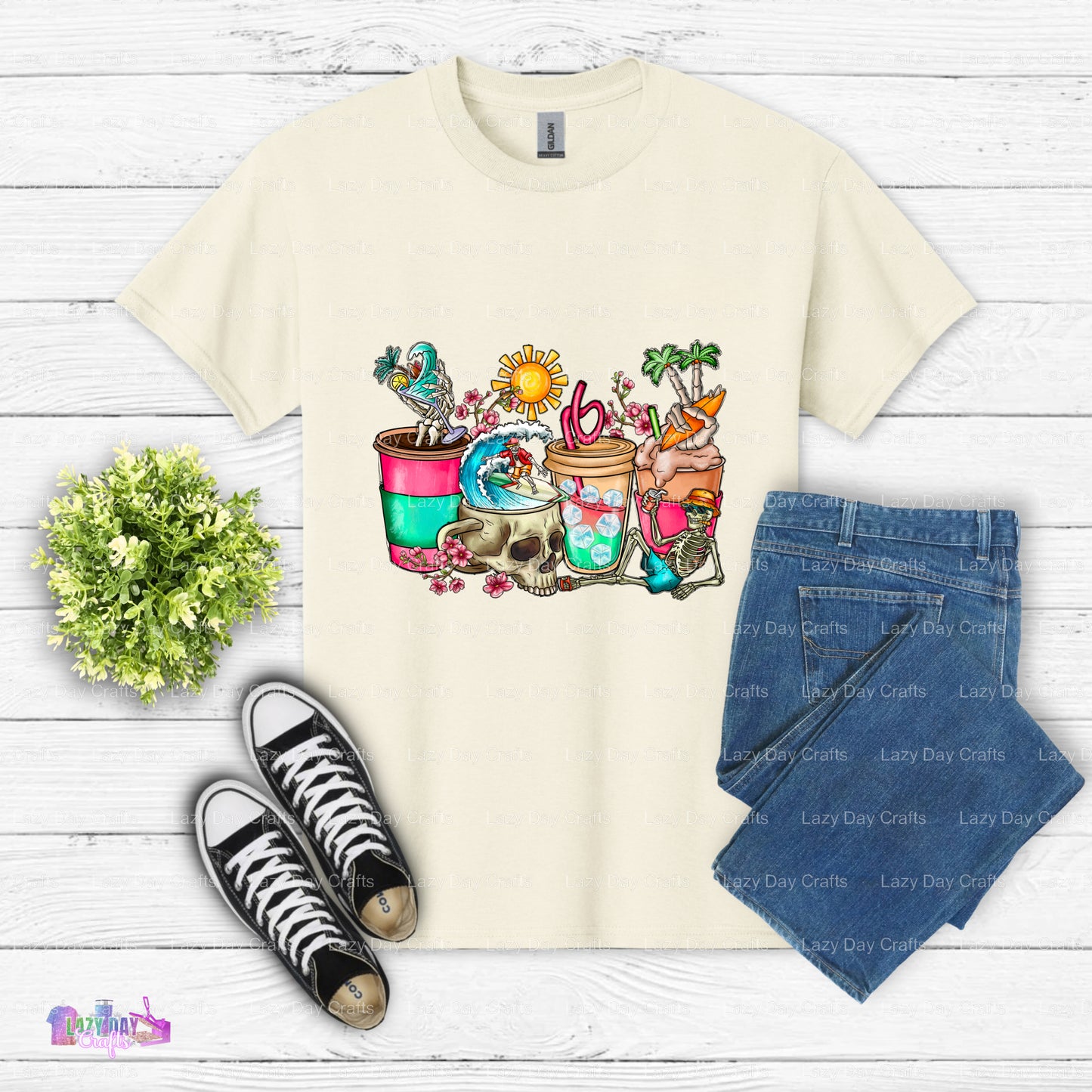 Summer Skeleton Drinks – Beach DTF Transfer