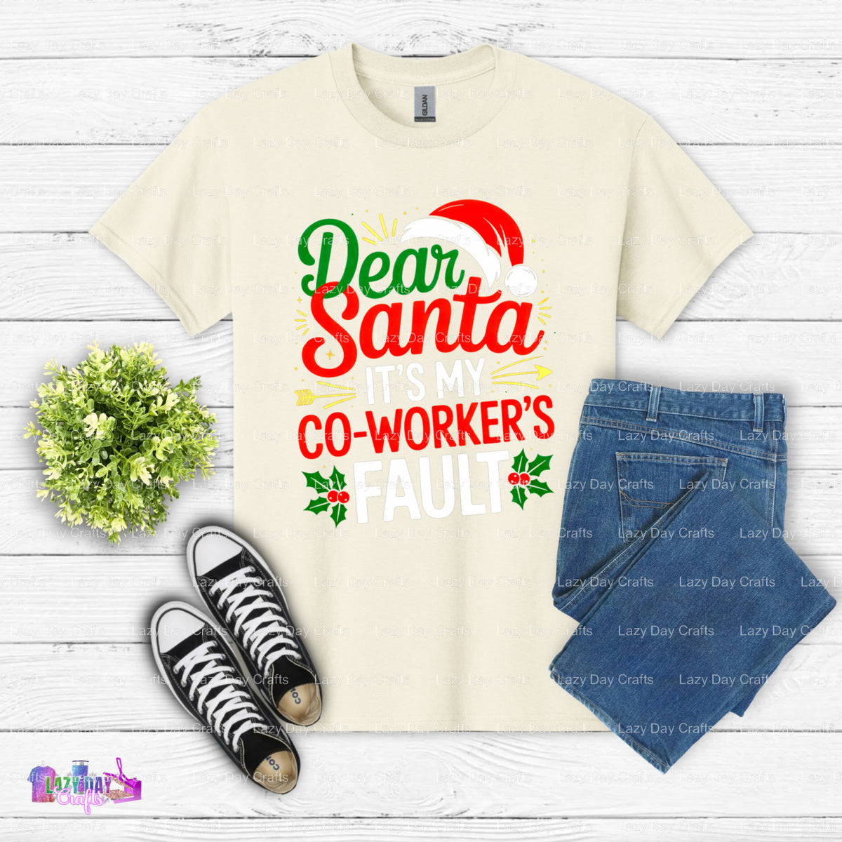 Dear Santa It's My Coworker's Fault – Christmas DTF Transfer (view 2 of 2) – by Lazy Day Crafts – DTF Transfers – DTF Tran...