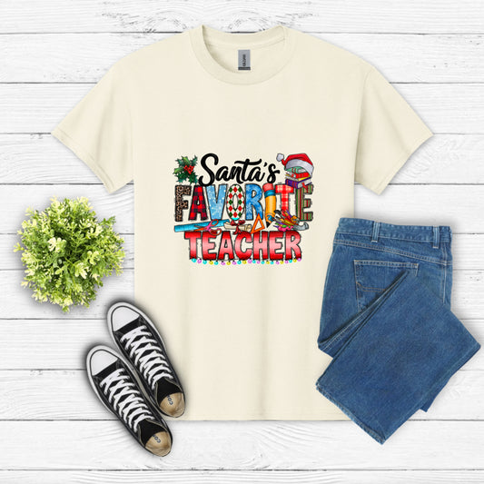 Santa's Favorite Teacher – Teacher Christmas DTF Transfer