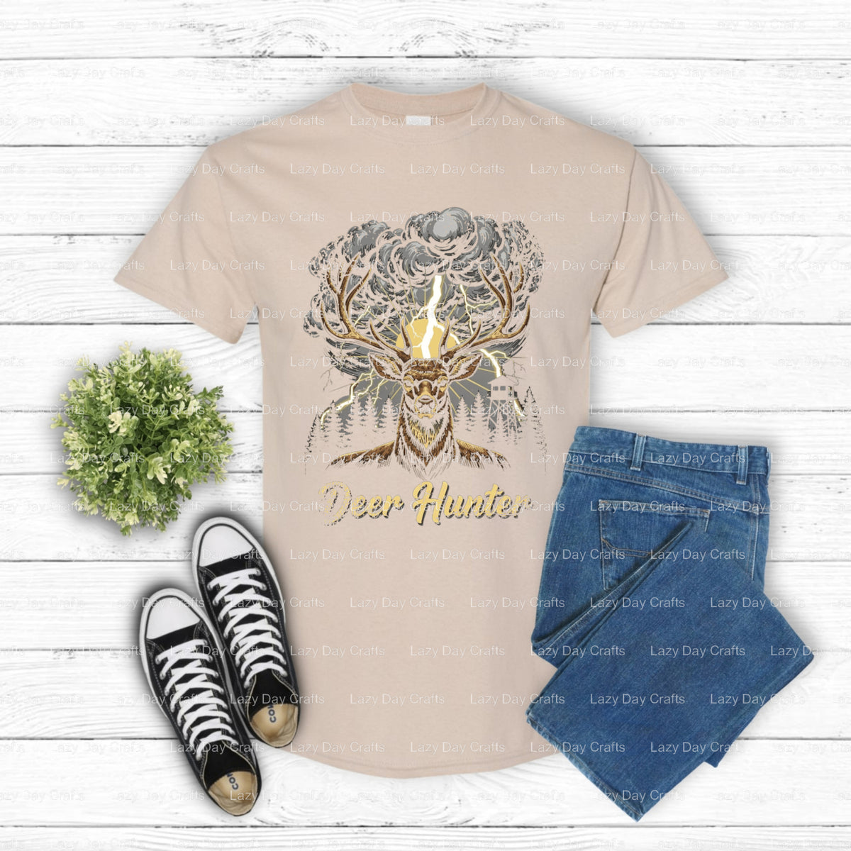 Deer Hunter – Hunting DTF Transfer (view 2 of 2) – by Lazy Day Crafts – DTF Transfers – DTF Transfers, DTF Transfers