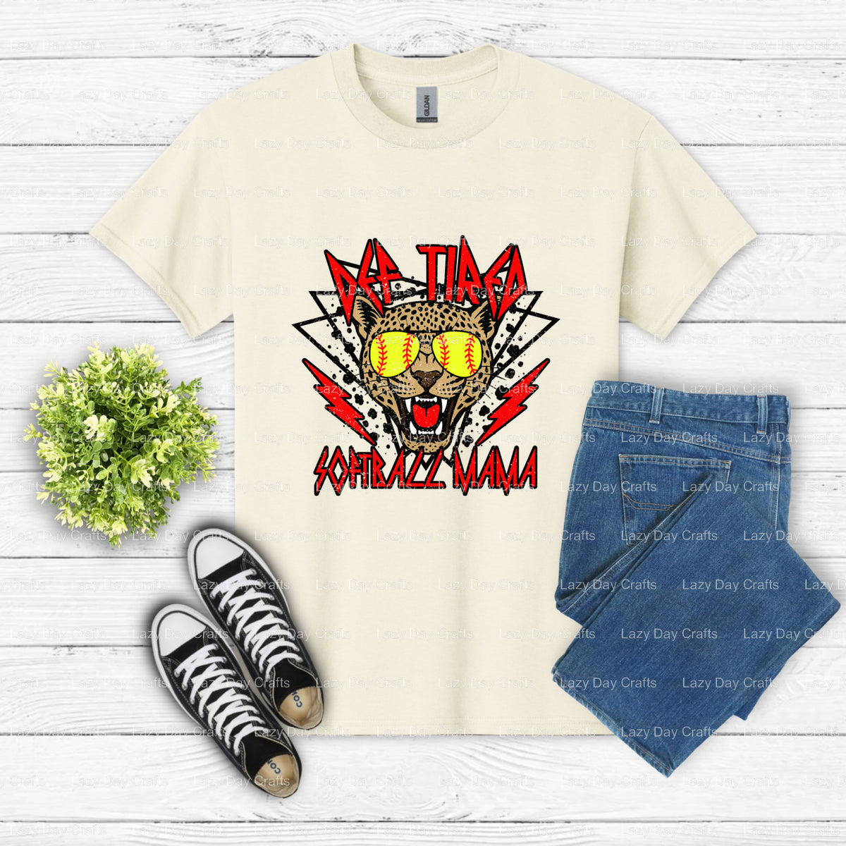 Def Tired Softball Mama – Softball DTF Transfer (view 1 of 2) – by Lazy Day Crafts – DTF Transfers – DTF Transfers, Premad...