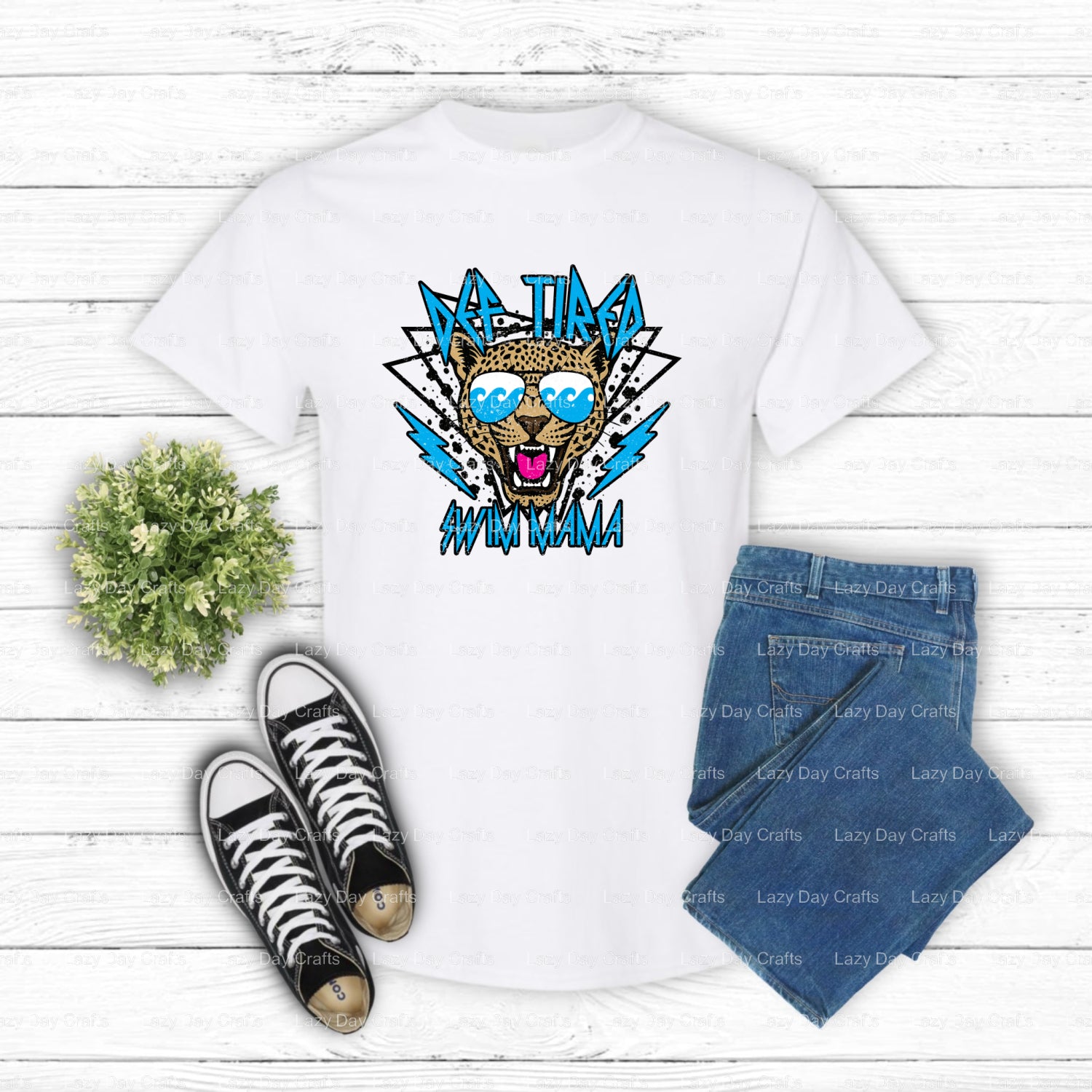 Def Tired Swim Mama – DTF Transfer (view 1 of 2) – by Lazy Day Crafts – DTF Transfers – DTF Transfers, custom apparel