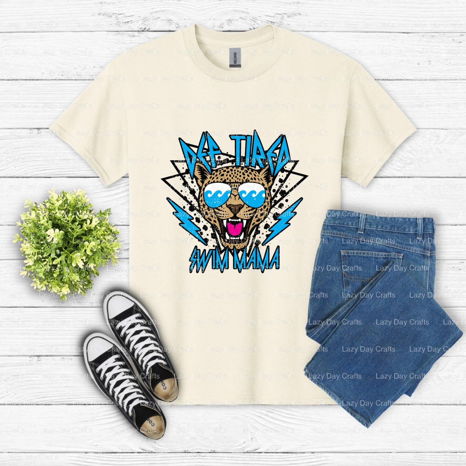 Def Tired Swim Mama – DTF Transfer (view 2 of 2) – by Lazy Day Crafts – DTF Transfers – DTF Transfers, custom apparel