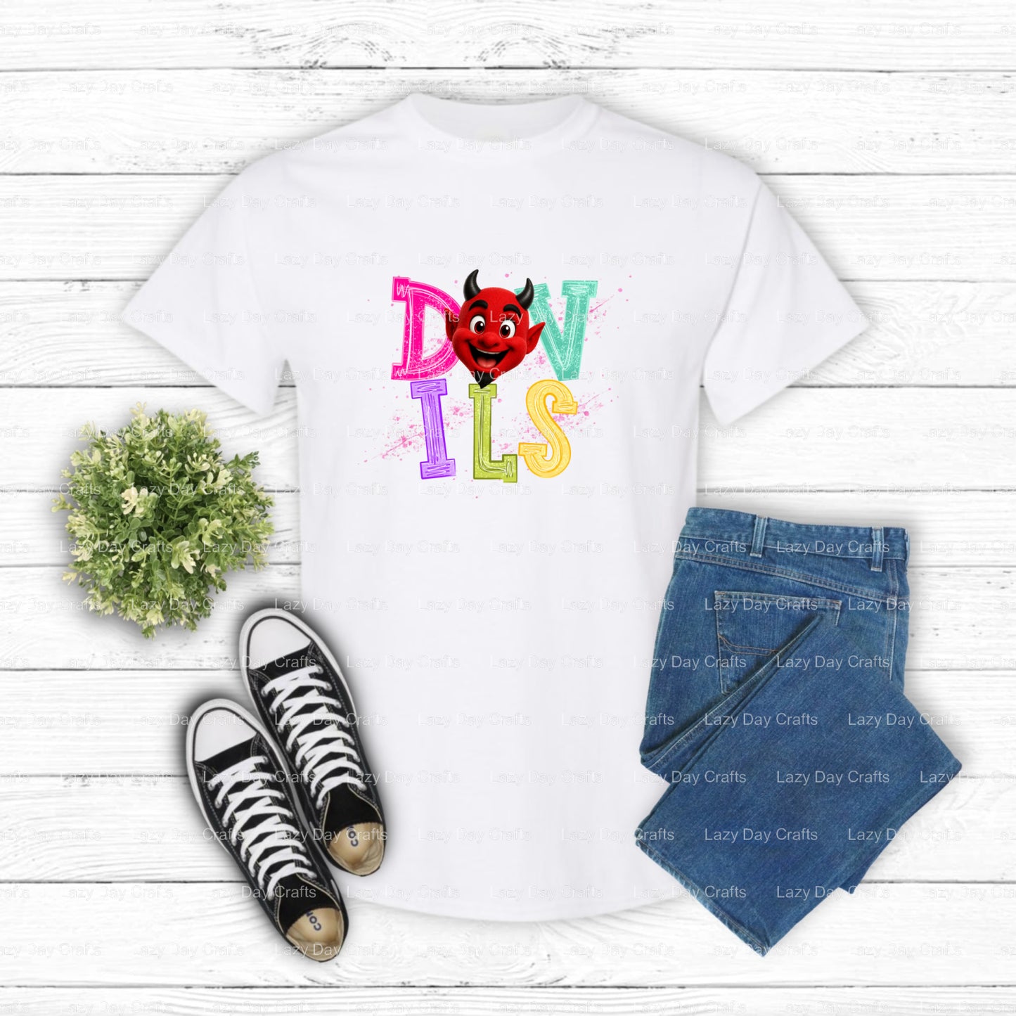 DEVILS Head Logo – DTF Transfer (view 2 of 2) – by Lazy Day Crafts – DTF Transfers – DTF Transfers, Premade DTF