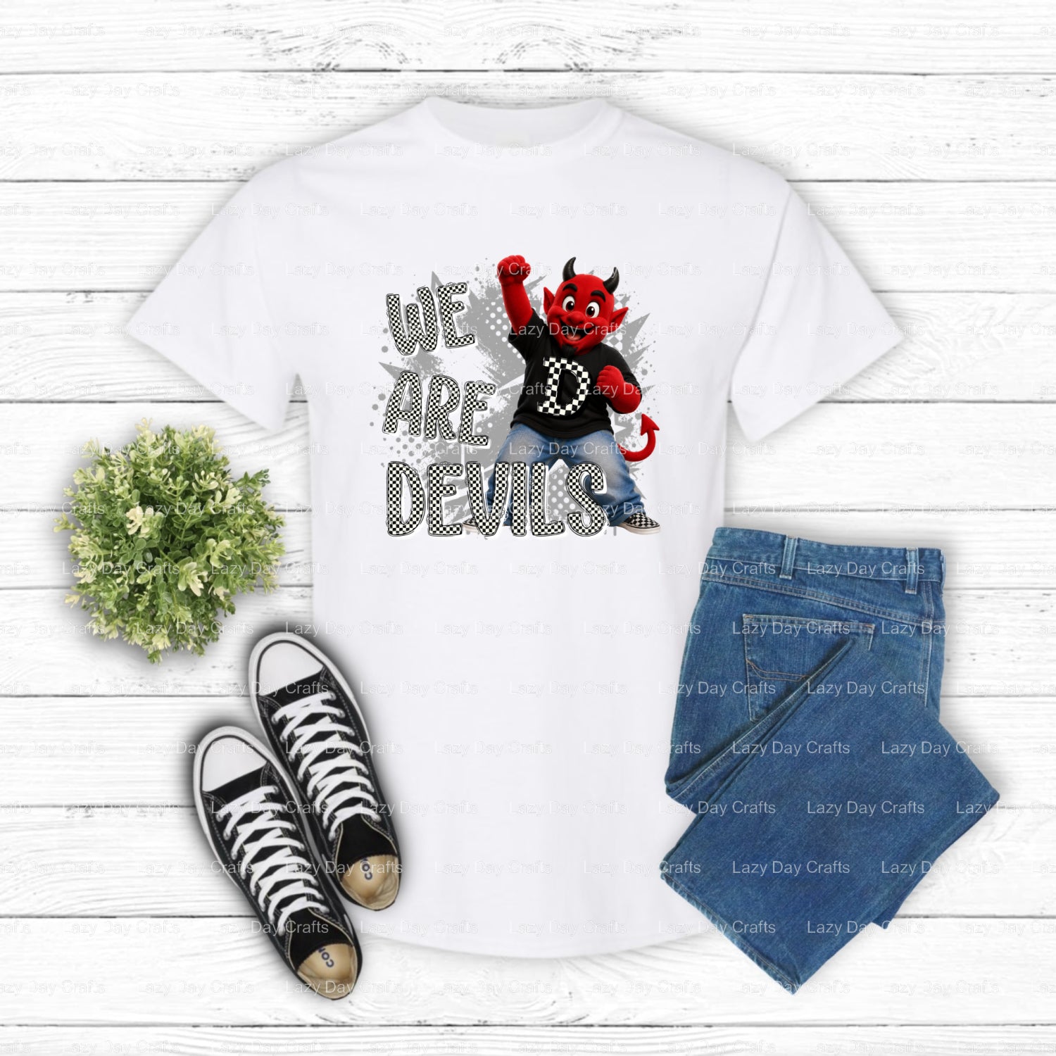 DEVILS Red Devil Head – DTF Transfer (view 2 of 2) – by Lazy Day Crafts – DTF Transfers – DTF Transfers, Premade DTF