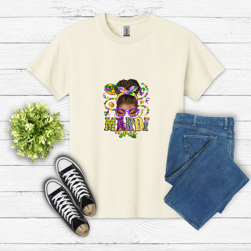 Messy Bun Mardi Gras – DTF Transfer