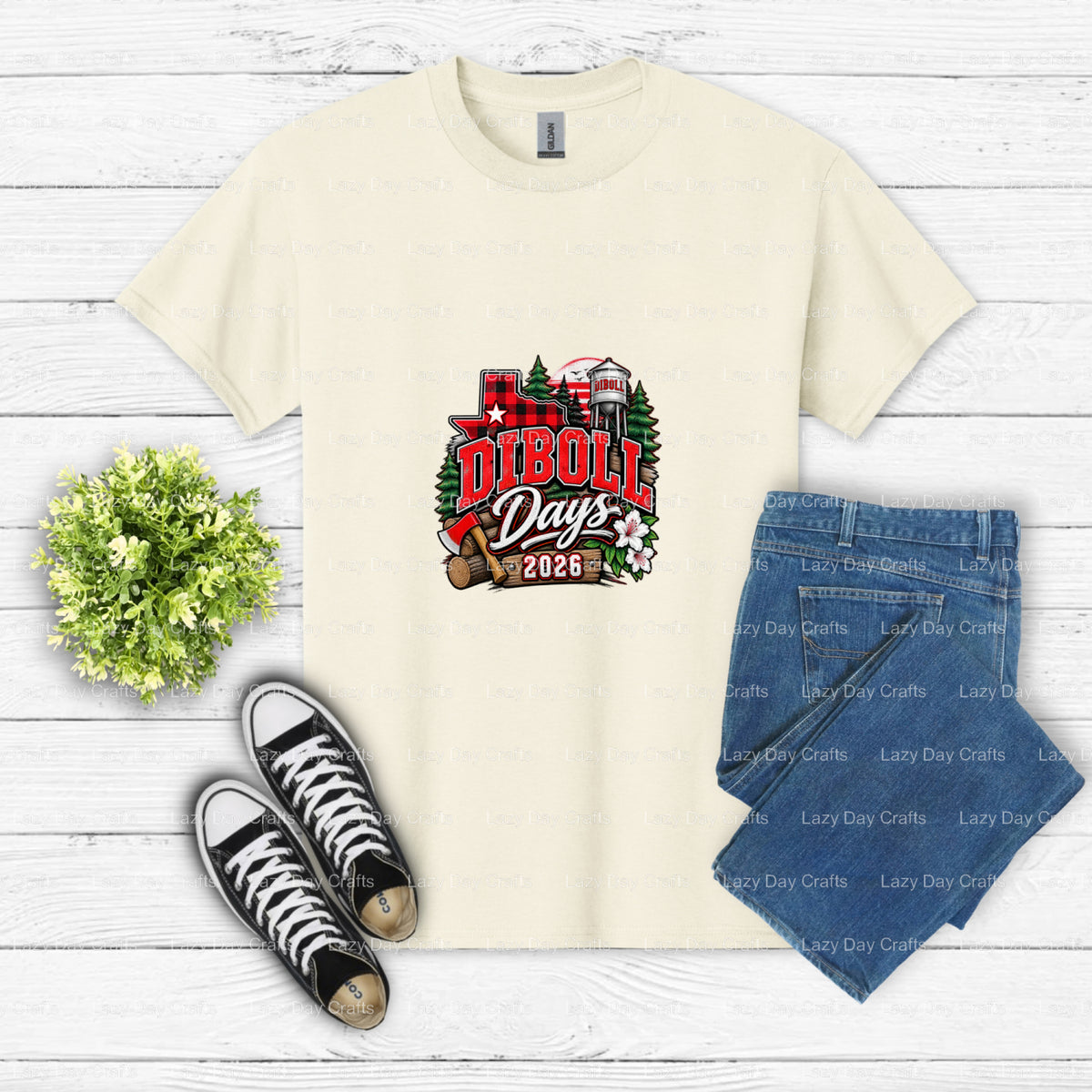 Diboll Days Texas Est. 1892 Pine Tree – Custom Apparel DTF Transfer (view 2 of 2) – by Lazy Day Crafts – DTF Transfers – D...