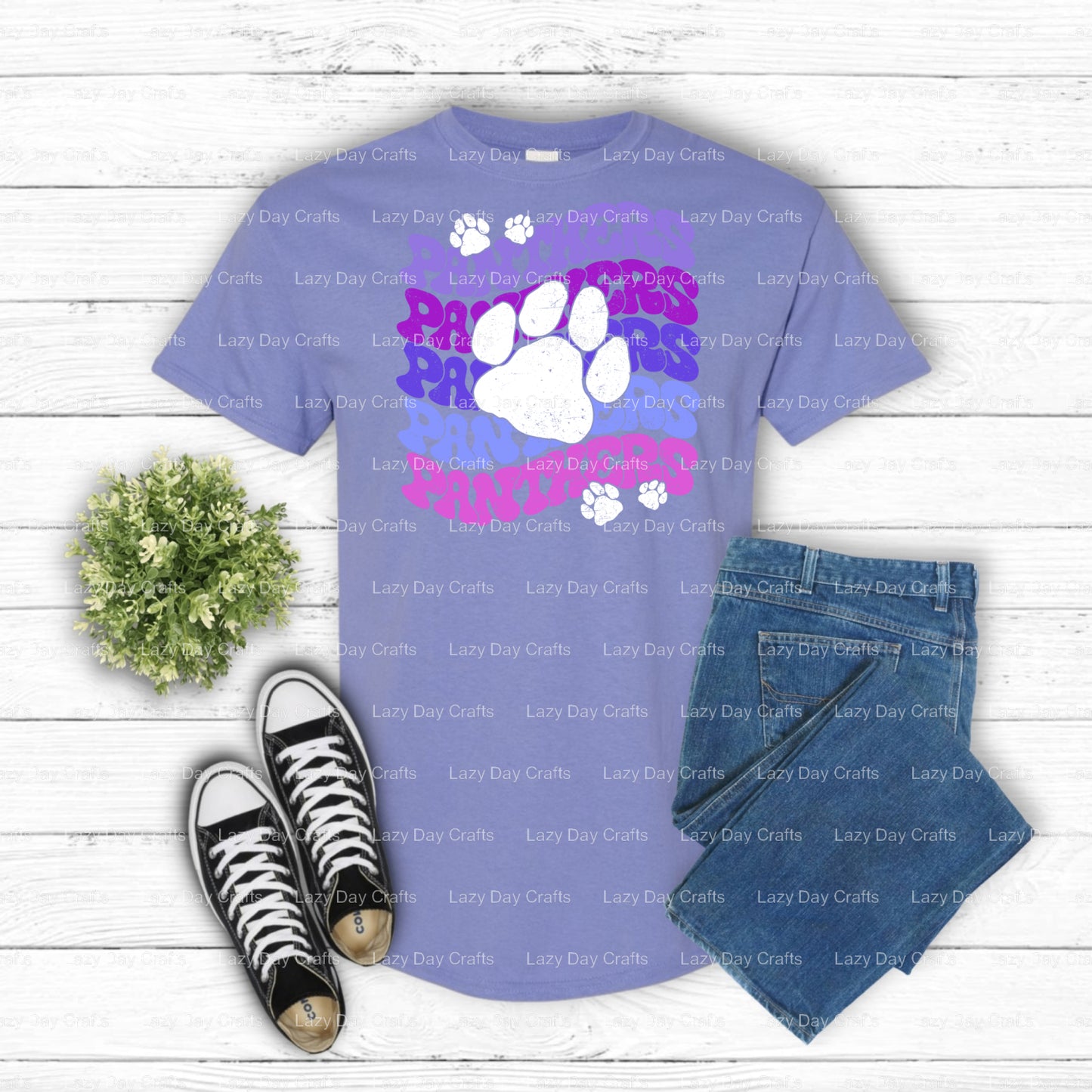 Distressed Purple Panther Paw – School Mascot DTF Transfer (view 1 of 2) – by Lazy Day Crafts – DTF Transfers – School Mas...