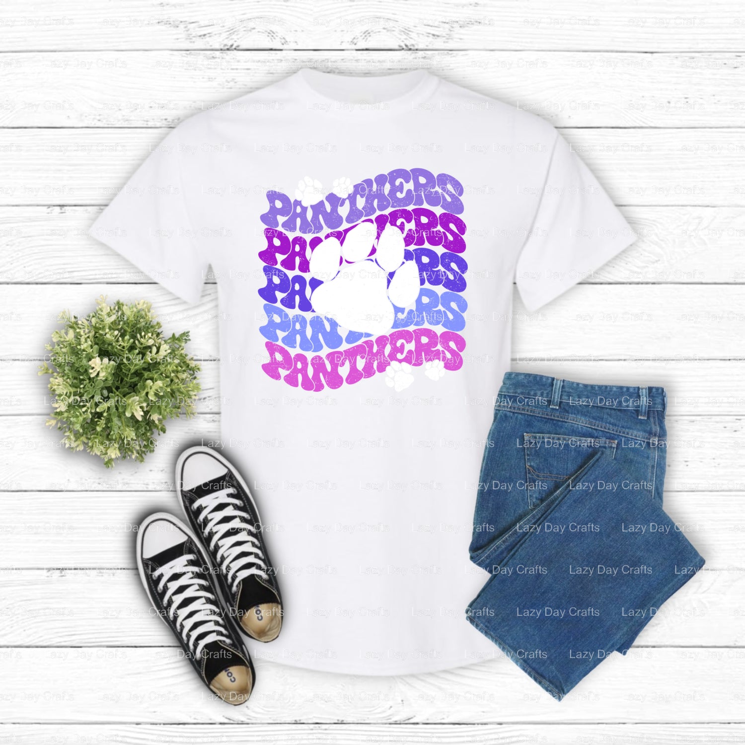 Distressed Purple Panther Paw – School Mascot DTF Transfer (view 2 of 2) – by Lazy Day Crafts – DTF Transfers – School Mas...